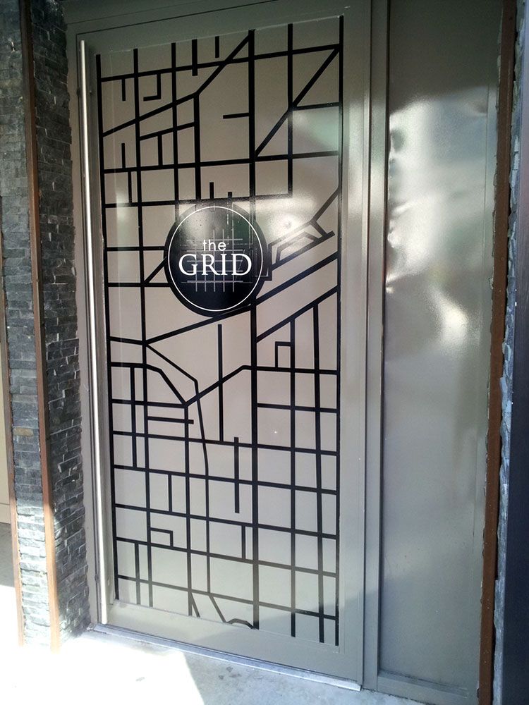 A door that says the grid on it