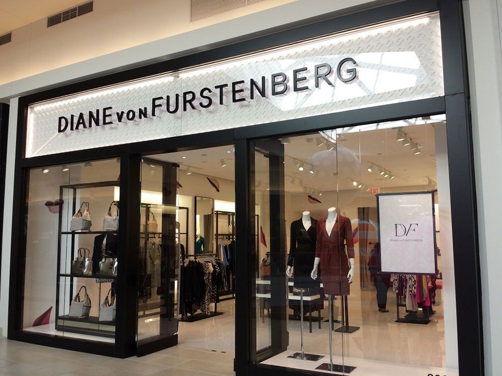 A store front with a sign that says diane von furstenberg on it.
