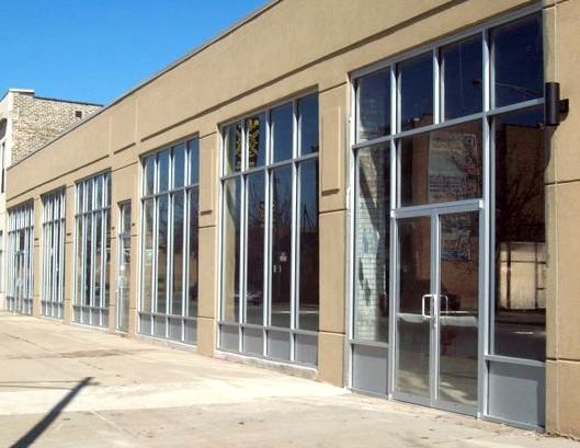 A building with a lot of windows and doors