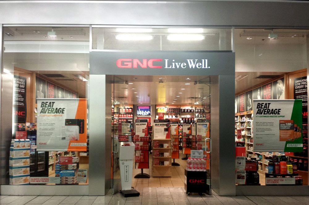 The front of a gnc live well store.