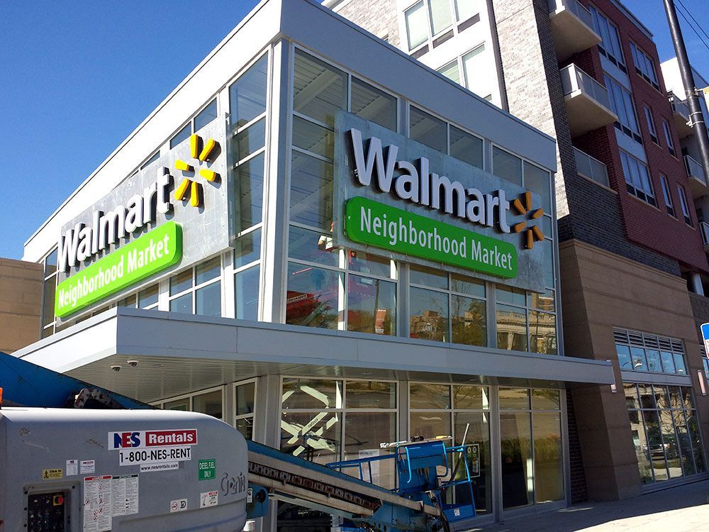 A building with a sign that says walmart neighborhood market