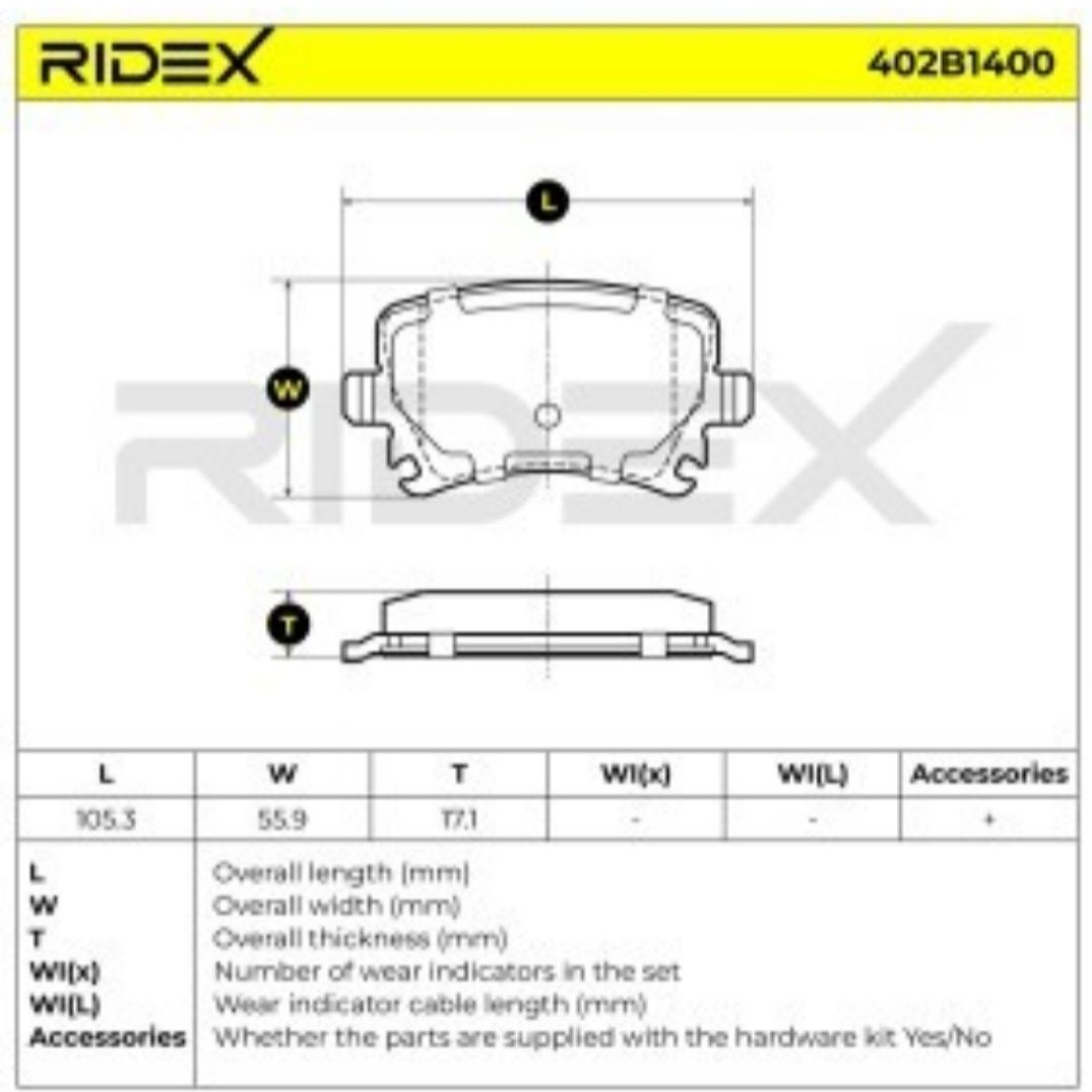 Eine Schachtel Ridex-Bremsbeläge auf einem Tisch