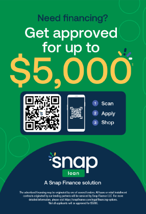 A poster that says need financing get approved for up to $ 5,000 | Chuck's Garage