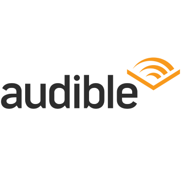 Audible logo: black text "audible" with an orange wave icon.