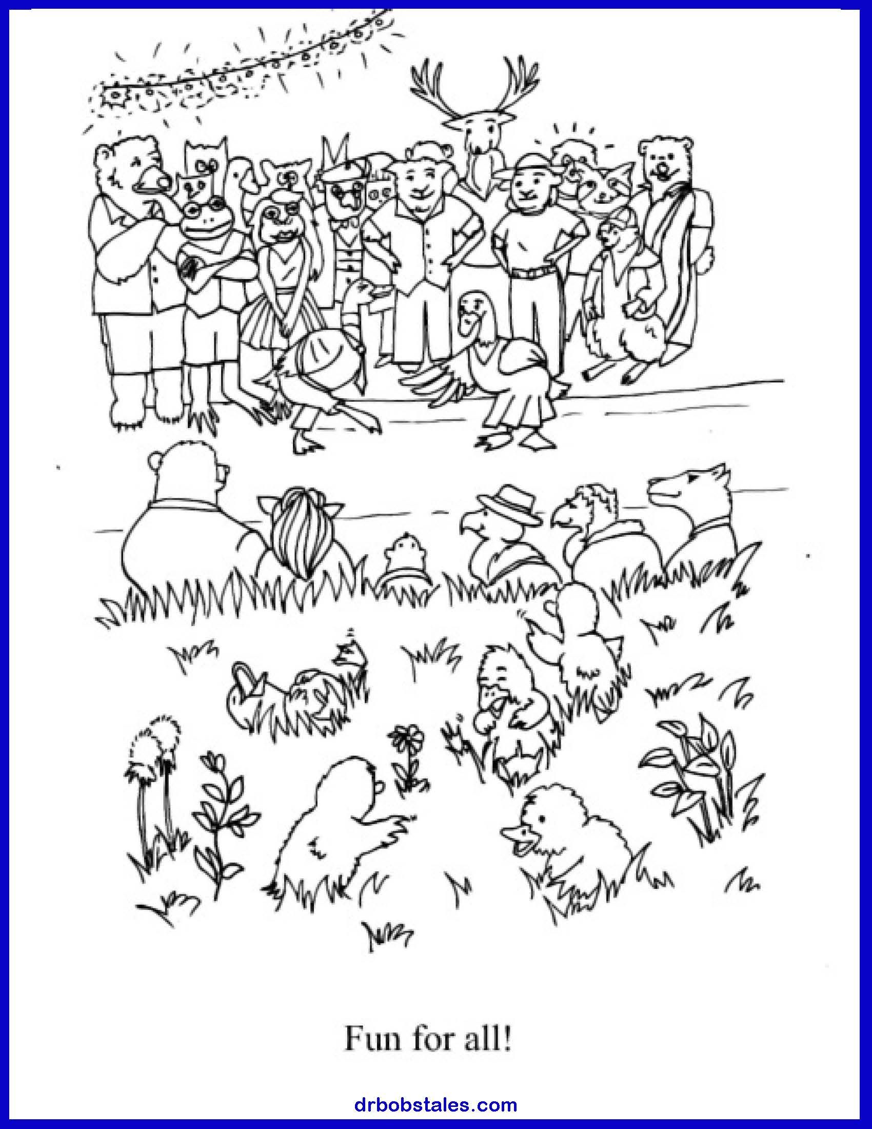 People and animals gathered together having 