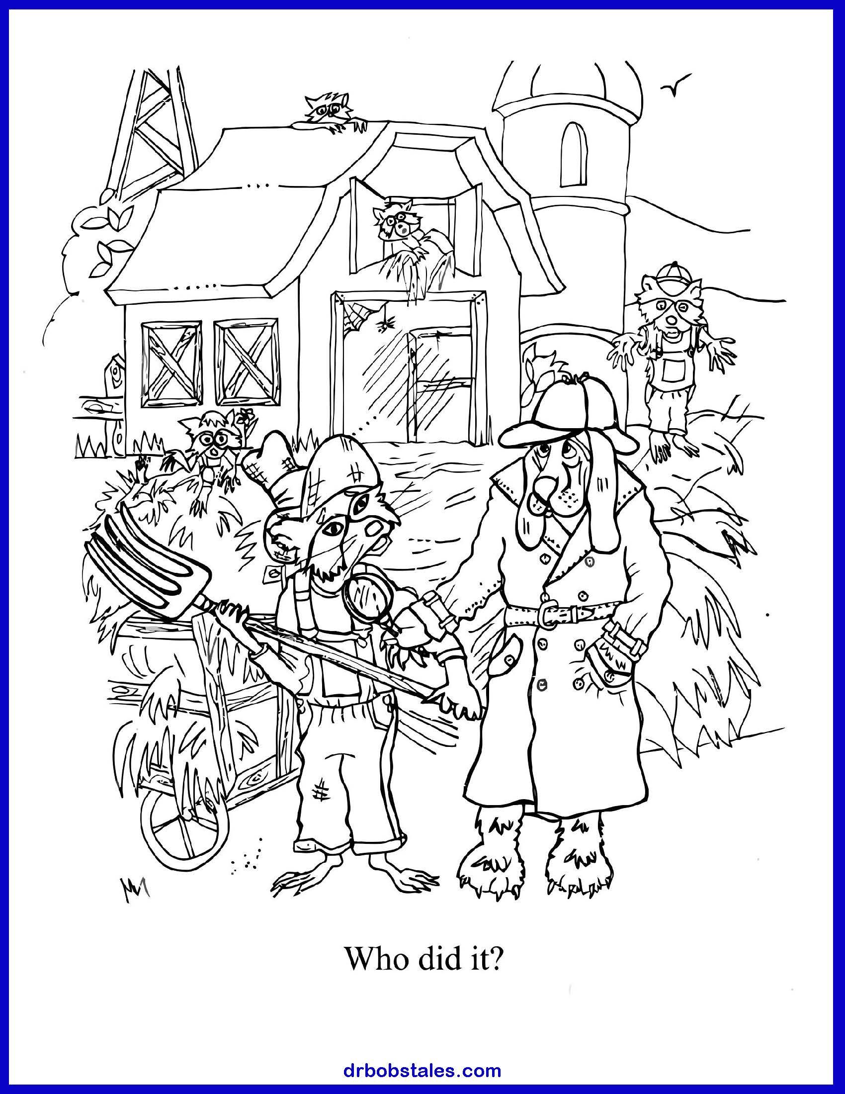 Two firemen stand in front of a house, one holding a shovel. Text: 