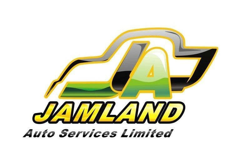 Coastal cityscape logo with buildings, waves, and a lighthouse under a stylized sun.