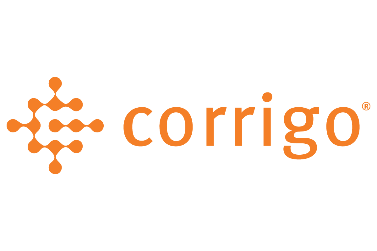 A logo for a company called corrigo with a white background