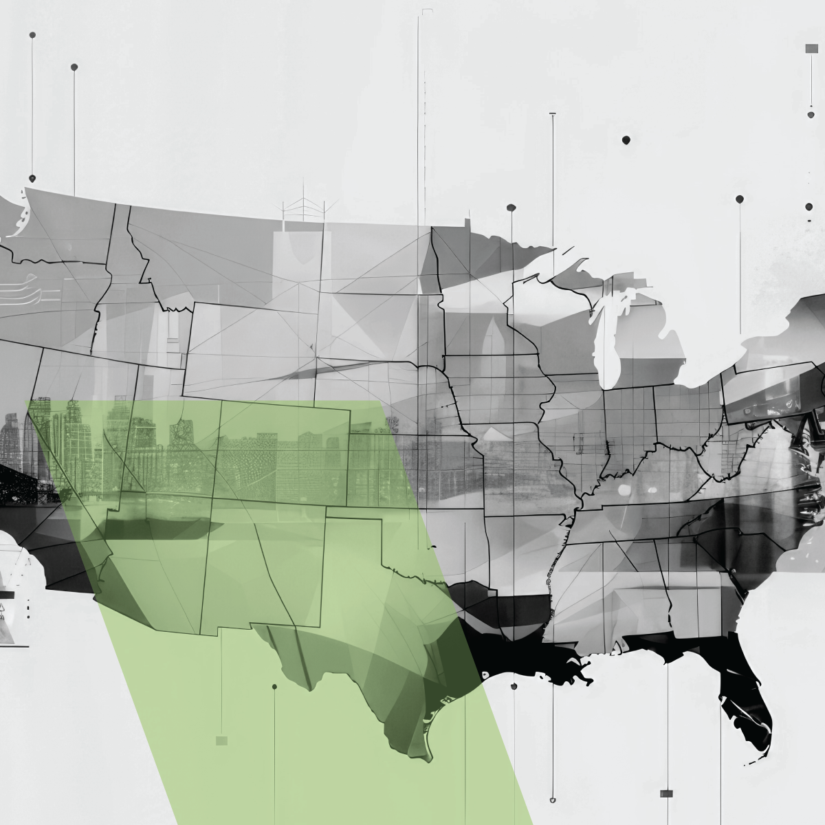 United states highlighted. National Coverage
