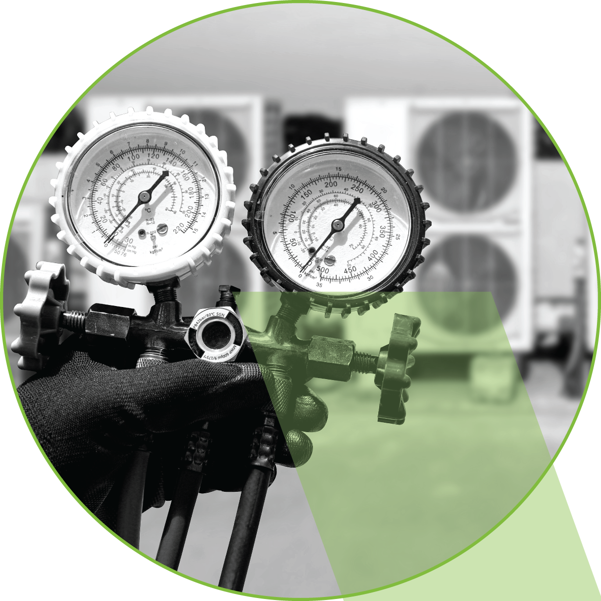 A person is holding a pair of gauges in their hands
