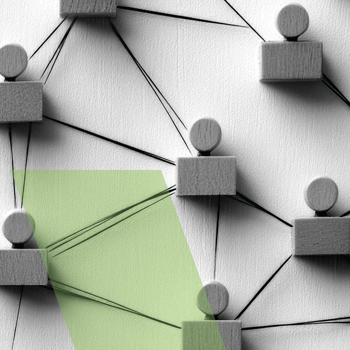 A group of people are connected to each other in a network.