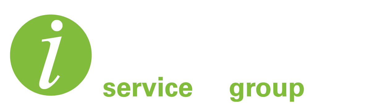 A green circle with the letter i in it and the words service group below it