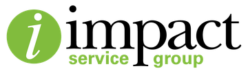 The logo for impact service group is green and black