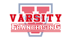 Red and gray Varsity Franchising logo with a large red V behind the text.