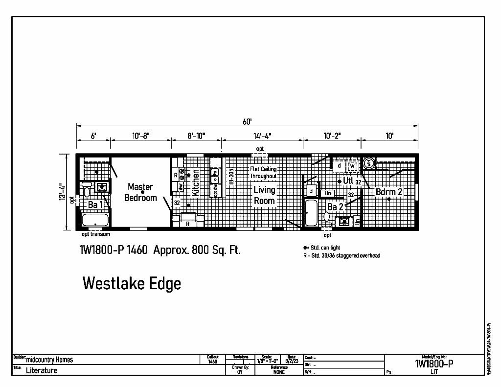 A black and white drawing of a house called westlake edge