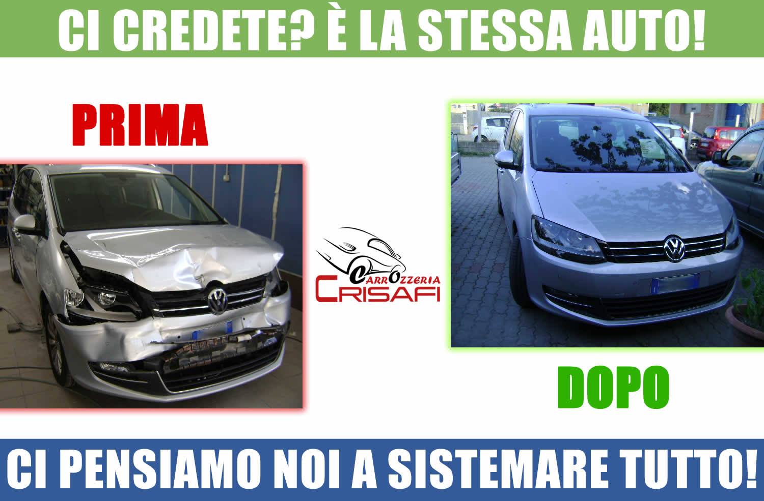auto incidentata prima e dopo riparazione