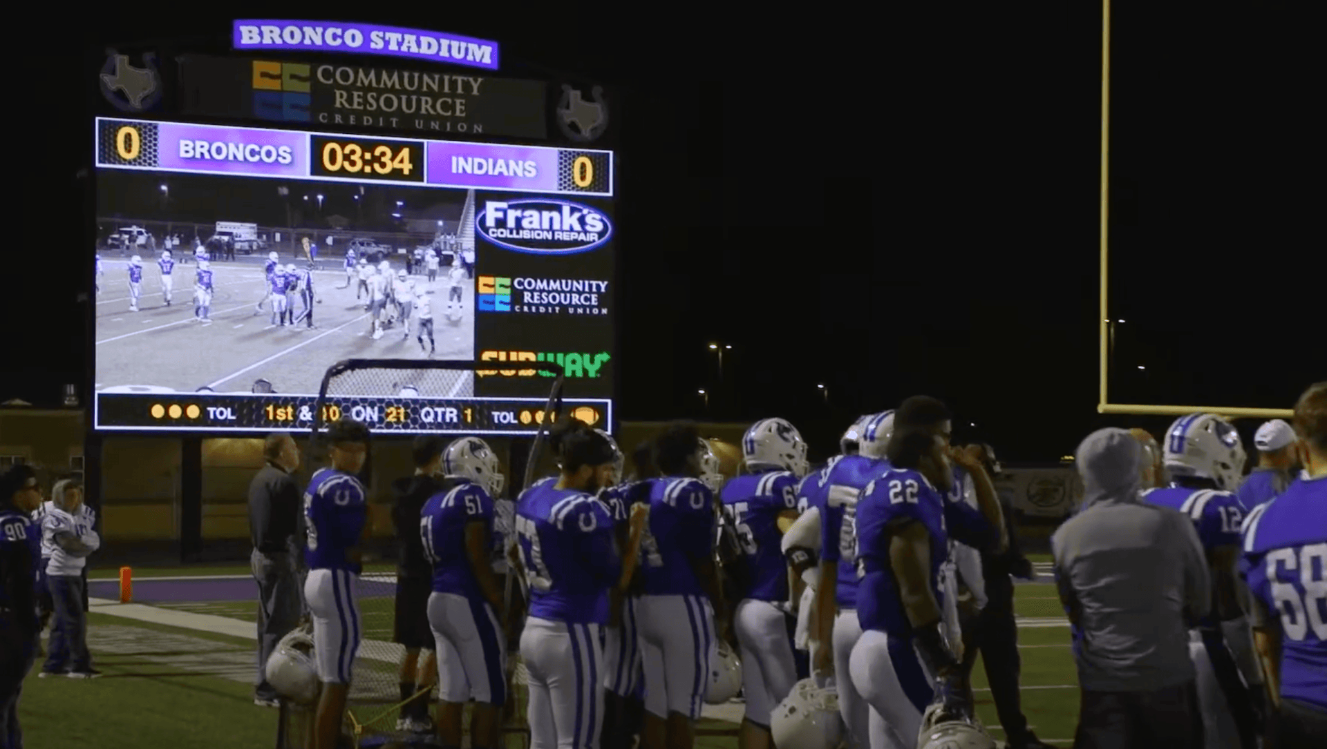 image of football players and the scoreboard