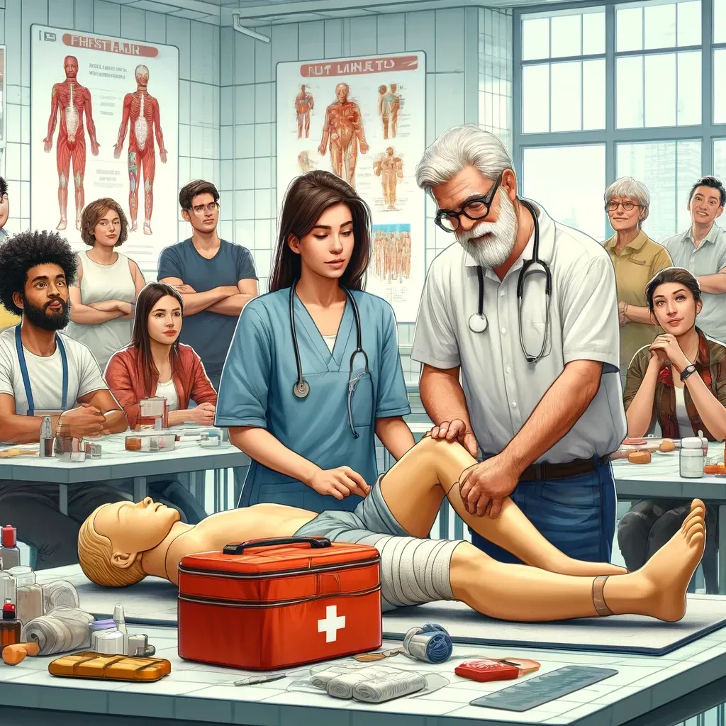Classroom setting first aid training