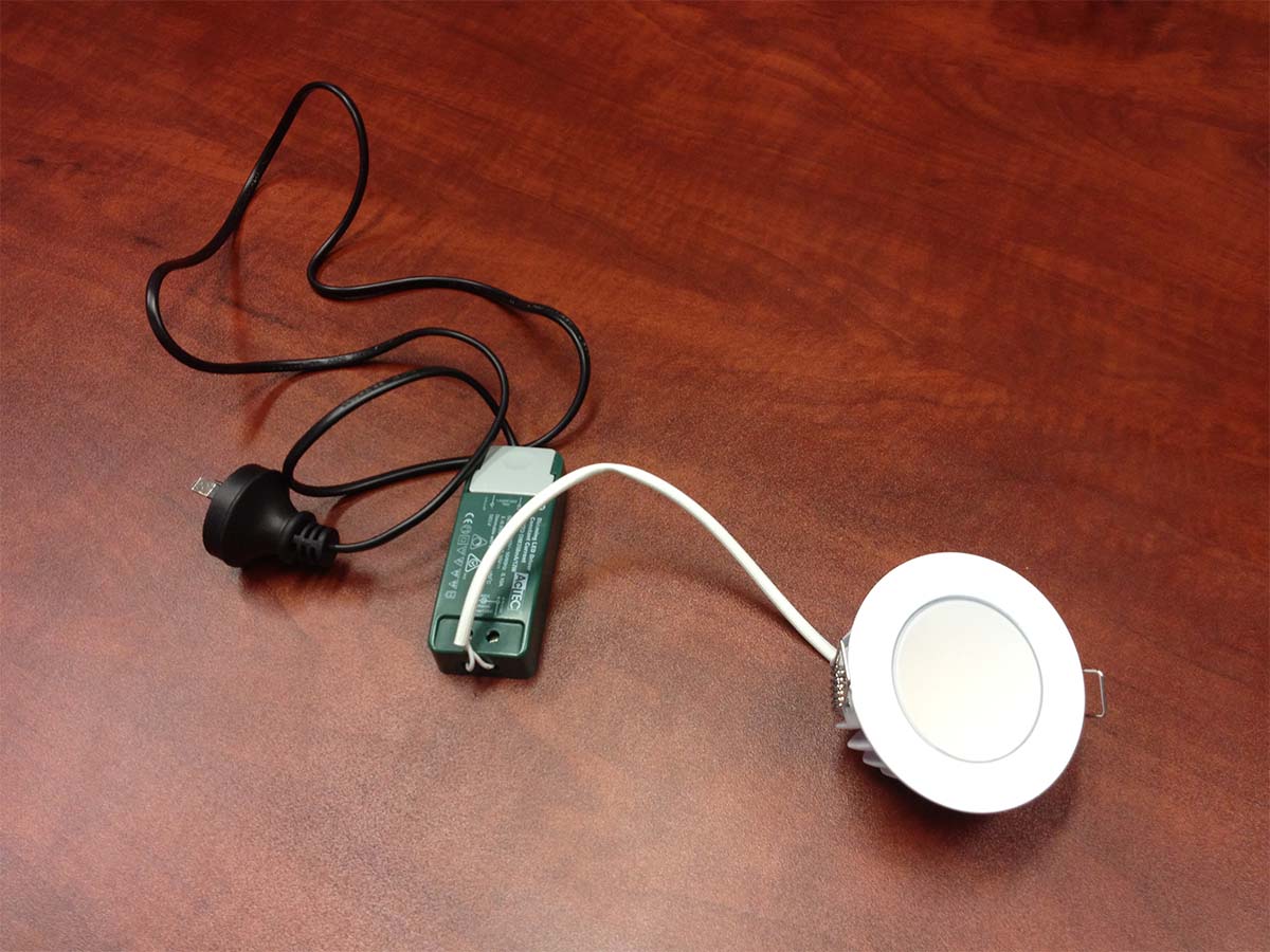 LED Downlight And LED Driver On A Table