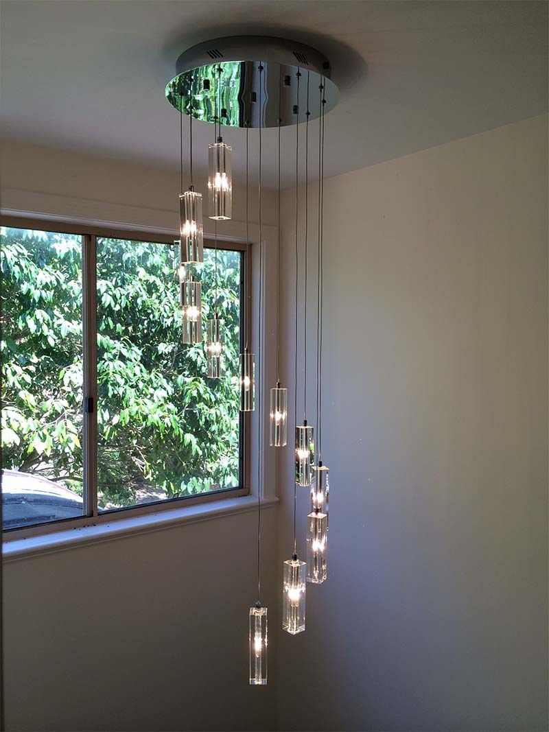 Chandelier Above A Sunshine Coast Staircase