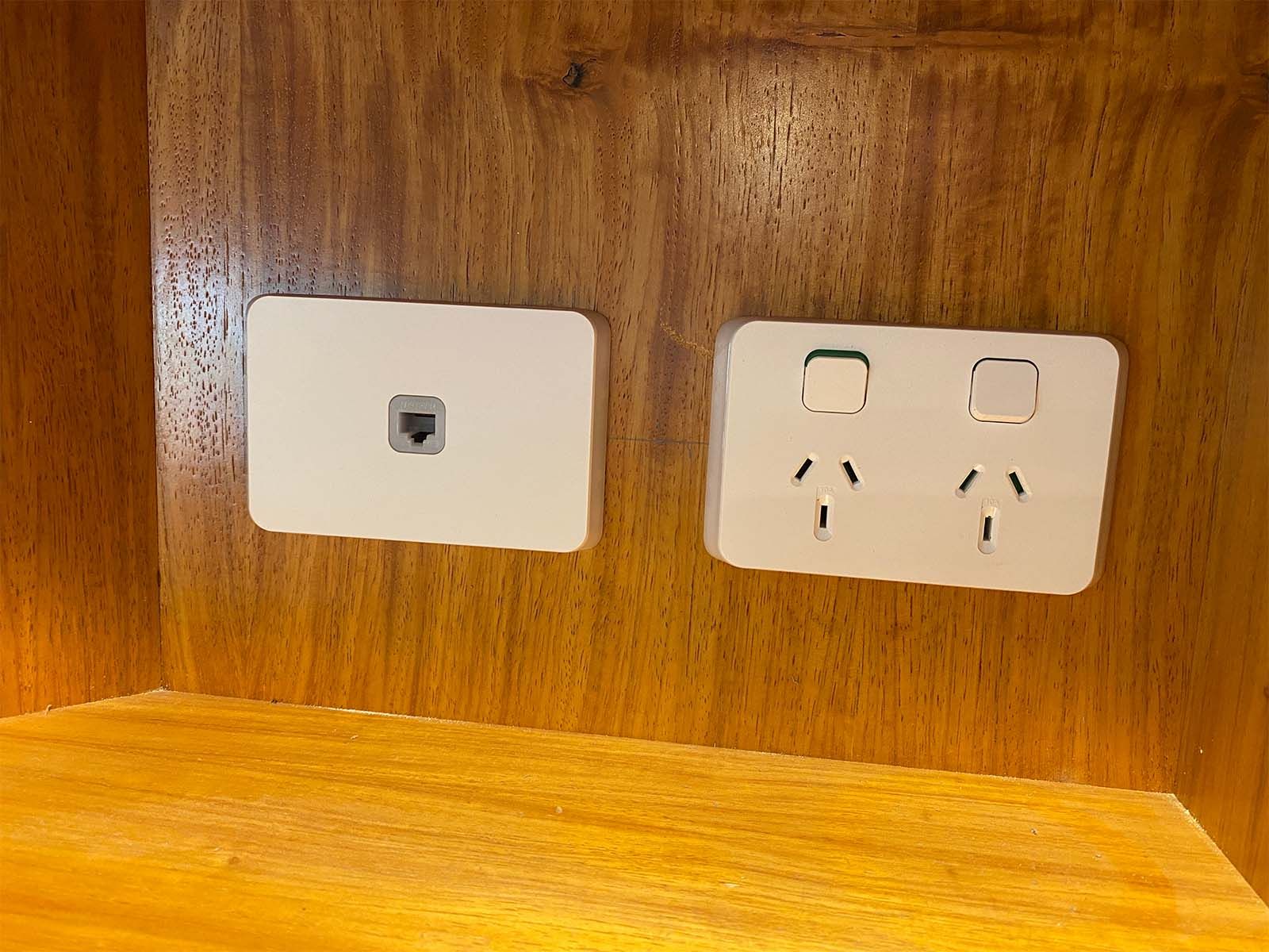 A Clipsal Double Power Point And Data Point Installed In A Kitchen Cupboard (Sunshine Coast)