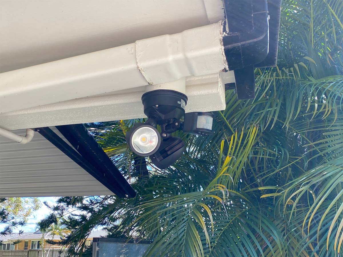 Energy Efficient Sensor Security Light Installed Under Eaves
