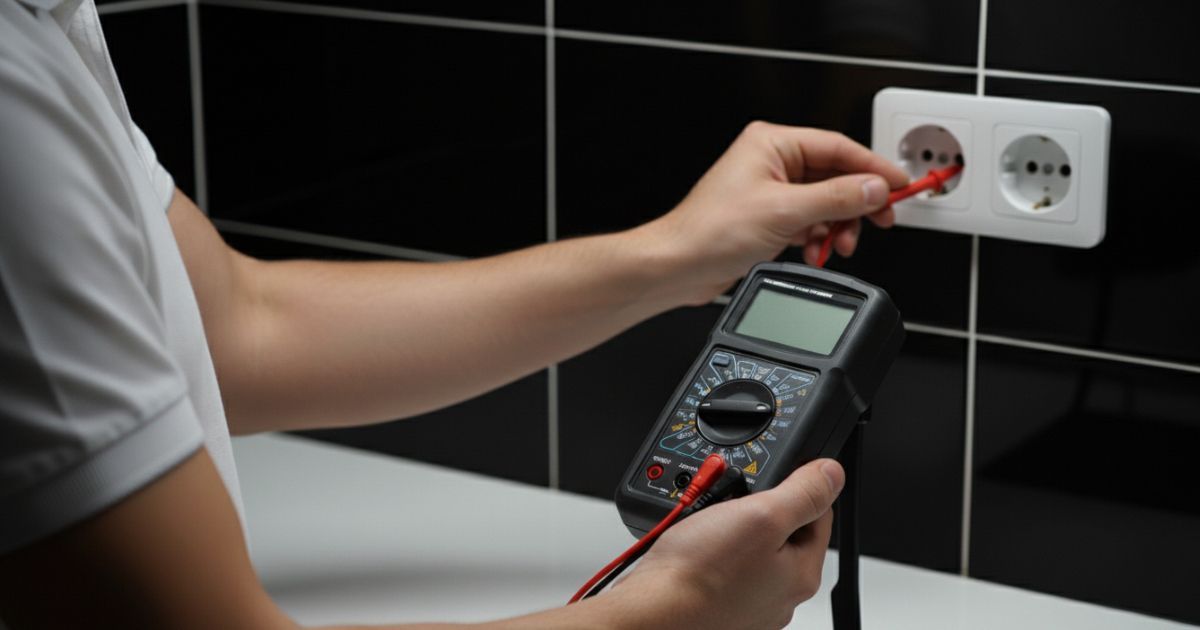 Electrician Completing Pre Purchase Electrical Wiring Assessment In Modern Home Sunshine Coast