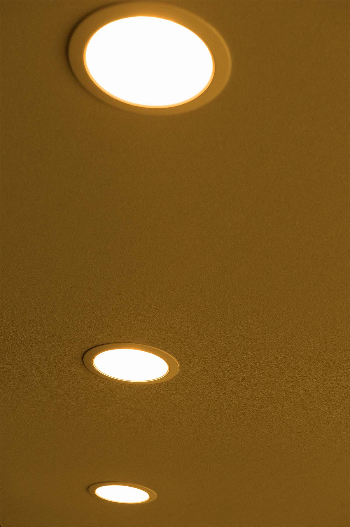 Large Diameter LED Downlights Installed In A Ceiling