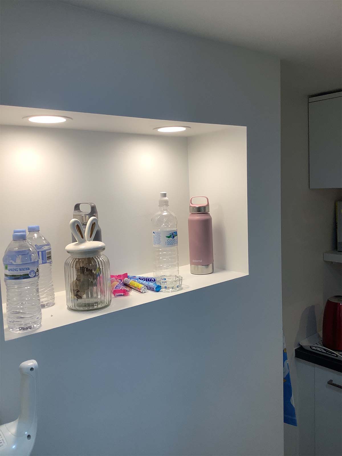 Two LED Downlights Installed In A Recessed Wall Niche On The Sunshine Coast