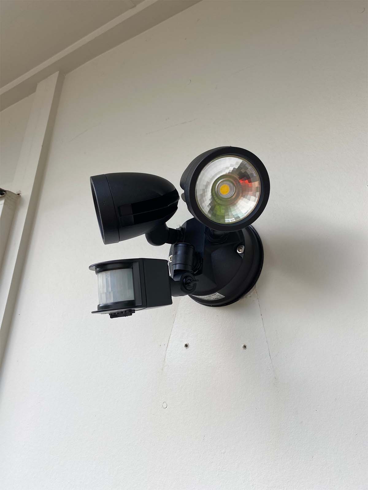 Wall Mounted Sensor Spotlight Installed By Sparkies Plus Electricians On The Sunshine Coast QLD