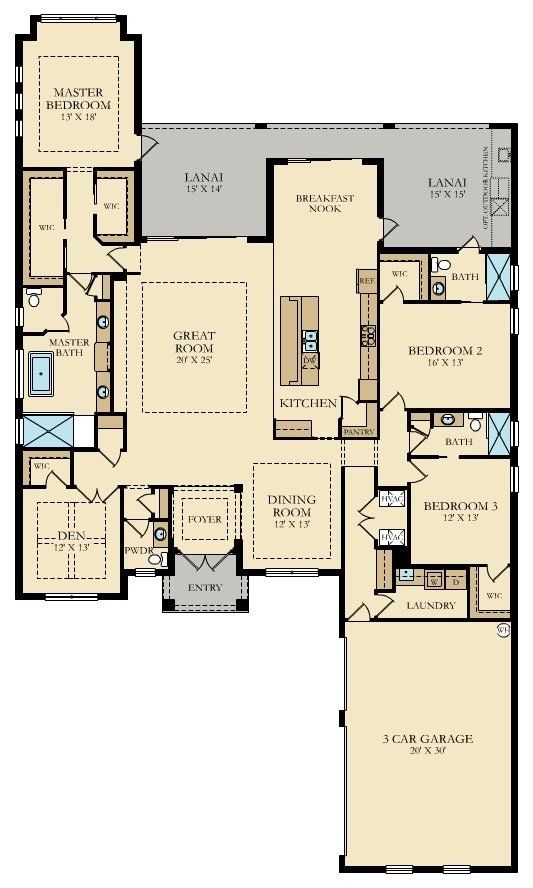 A floor plan of a house with a lot of rooms
