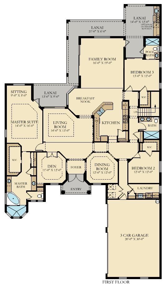 A floor plan of a house with a lot of rooms