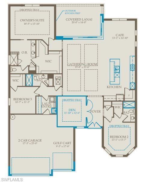 A floor plan of a house with a garage