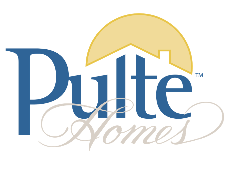 A blue and yellow logo for pulte homes