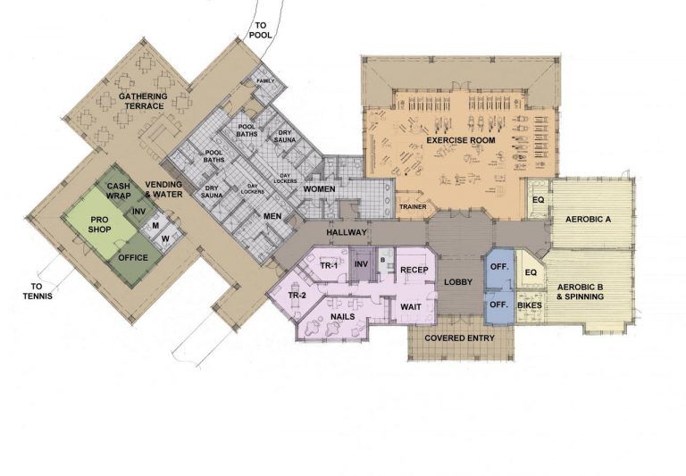 A floor plan of a building with a lot of rooms
