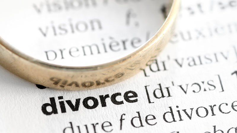 magnifying glass on paper that says divorce