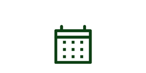 Green calendar icon on a white background