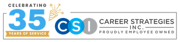 A logo for career strategies inc. celebrating 35 years of service