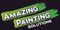 logo, paint rollers with dripping green paint.