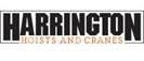 Harrington Hoists and Cranes logo. Black text in a white rectangular box.