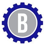 Blue gear with a white 