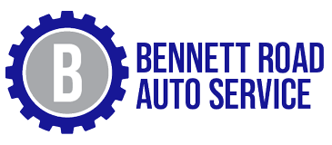 Bennett Road Auto Service logo: Gear, letter B, dark blue, gray, and white text.