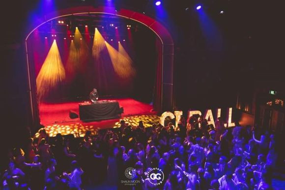 a crowd of people partying