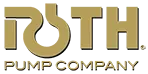 A gold-colored logo reading "ROTH" in a stylized, bold font above the words "PUMP COMPANY" in smaller block letters.