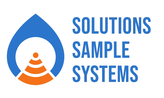 Company logo: a blue teardrop shape containing a stylized orange tiered cone, next to the text "SOLUTIONS SAMPLE SYSTEMS".