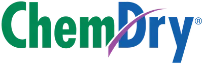 Logo for Chem-Dry, a carpet cleaning service, featuring green text and a blue 