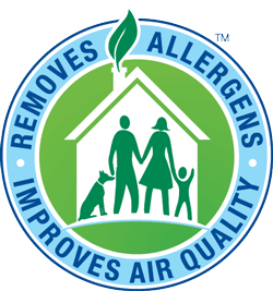 Logo depicting a family inside a green house, with text: