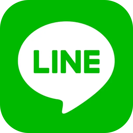 A green icon with a white speech bubble that says line