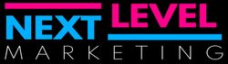A neon sign that says next level marketing on it