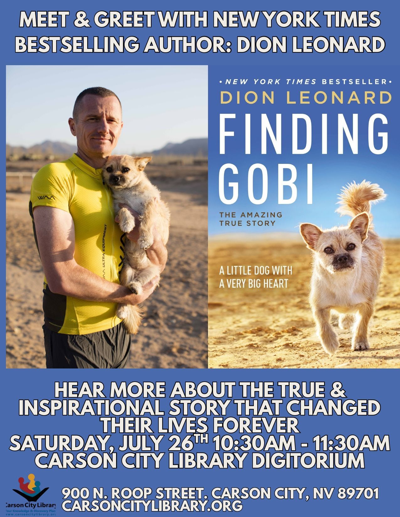 Dion Leonard, Finding Gobi, Gobi the Dog, New York Times Bestseller, Author, Speaking Event Dion Leonard, Finding Gobi, Gobi the Dog, New York Times Bestseller, Author, Speaking Event